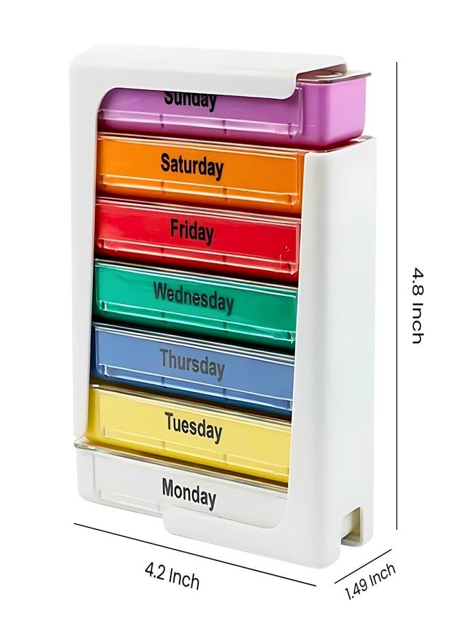 Extra Care Weekly 4-Times-a-Day Pill Box | Morning, Afternoon, Evening, Bedtime Organizer | Durable, Easy-to-Use Medication Case,Set of 1 - Image 3